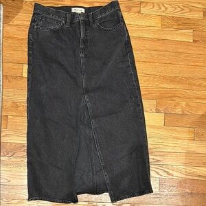 Madewell Black Denim Midi Skirt